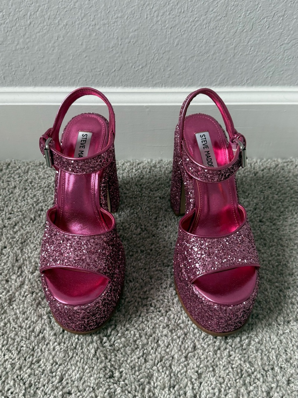 Steve Madden Sweets Pink Glitter Shoes - Picture 6 of 12